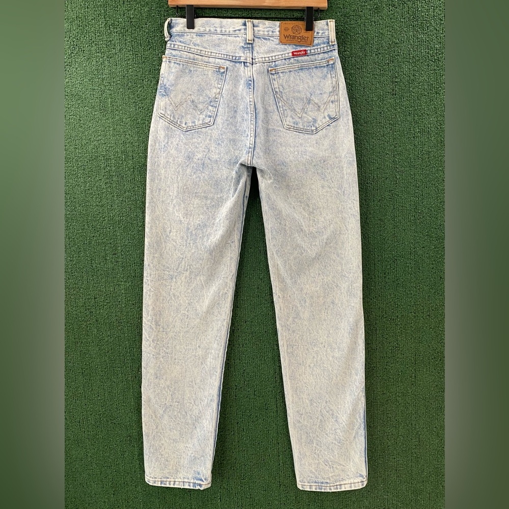 VTG 80s Wrangler 96501HL Acid Wash Jeans Womens 29” Waist USA Made